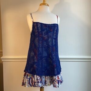 Free People NWT minidress with blue knit overlay